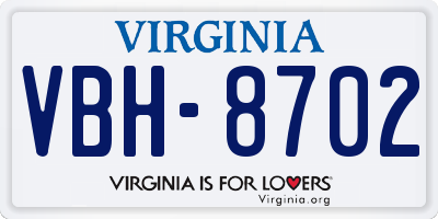VA license plate VBH8702
