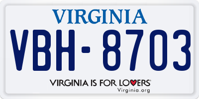 VA license plate VBH8703
