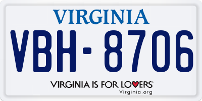 VA license plate VBH8706