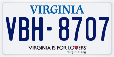 VA license plate VBH8707
