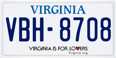 VA license plate VBH8708