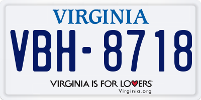 VA license plate VBH8718