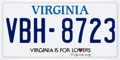 VA license plate VBH8723
