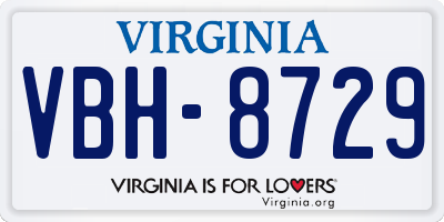 VA license plate VBH8729