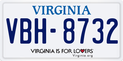VA license plate VBH8732