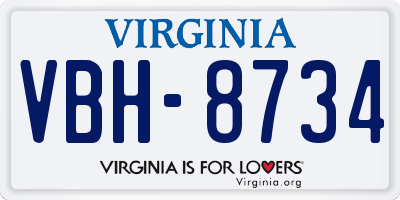 VA license plate VBH8734