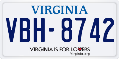 VA license plate VBH8742