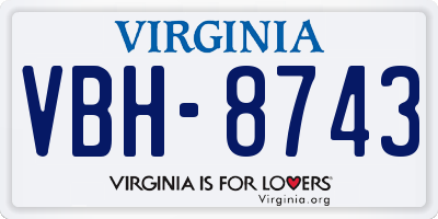VA license plate VBH8743
