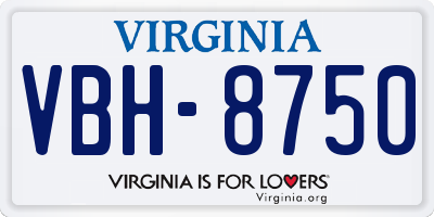 VA license plate VBH8750