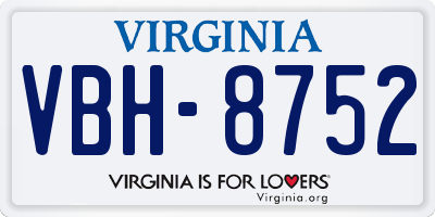 VA license plate VBH8752