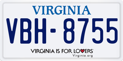 VA license plate VBH8755