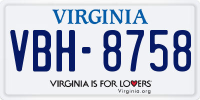 VA license plate VBH8758