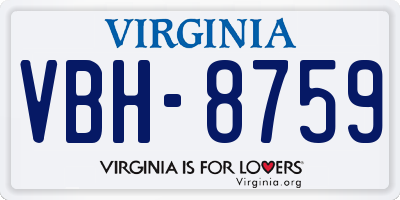 VA license plate VBH8759