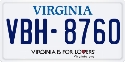 VA license plate VBH8760