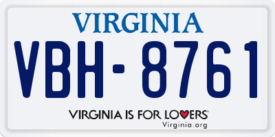VA license plate VBH8761