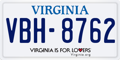 VA license plate VBH8762