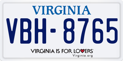 VA license plate VBH8765