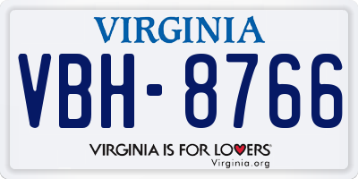 VA license plate VBH8766