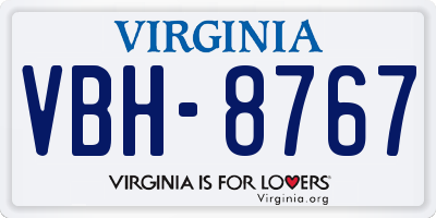 VA license plate VBH8767
