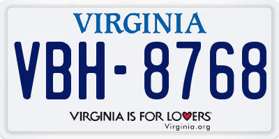 VA license plate VBH8768