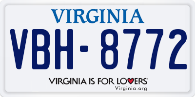 VA license plate VBH8772