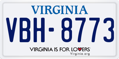 VA license plate VBH8773
