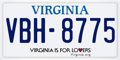 VA license plate VBH8775