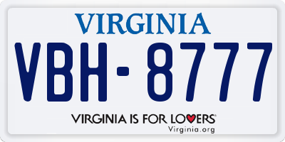 VA license plate VBH8777