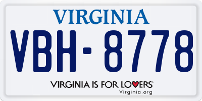 VA license plate VBH8778