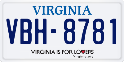 VA license plate VBH8781