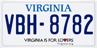 VA license plate VBH8782