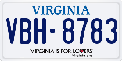 VA license plate VBH8783