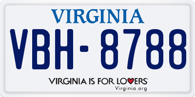 VA license plate VBH8788