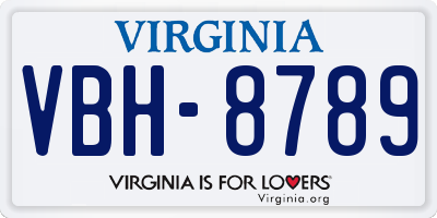 VA license plate VBH8789