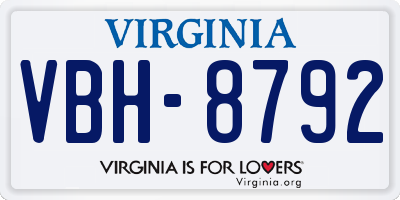 VA license plate VBH8792