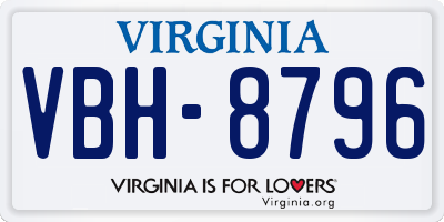 VA license plate VBH8796