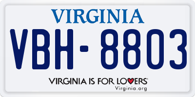 VA license plate VBH8803