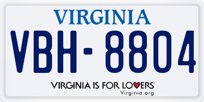 VA license plate VBH8804