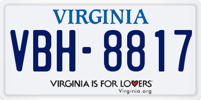 VA license plate VBH8817