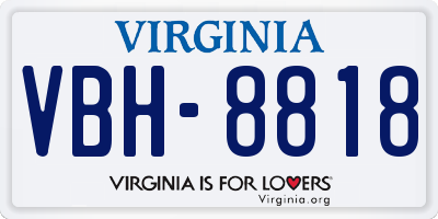 VA license plate VBH8818