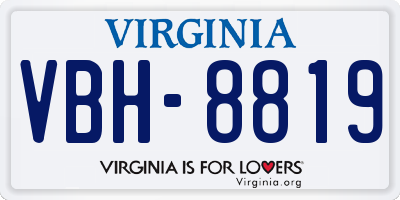 VA license plate VBH8819