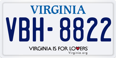 VA license plate VBH8822