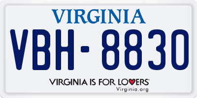 VA license plate VBH8830