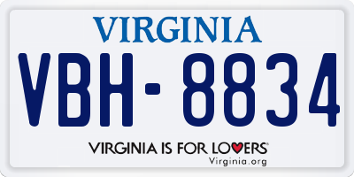 VA license plate VBH8834