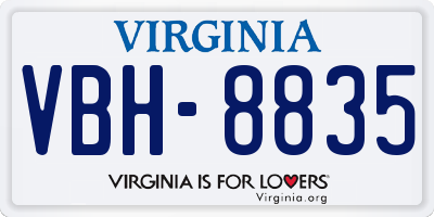 VA license plate VBH8835