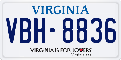 VA license plate VBH8836