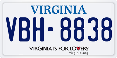 VA license plate VBH8838