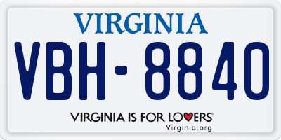 VA license plate VBH8840