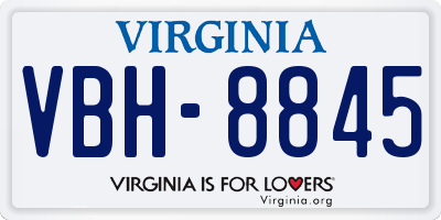 VA license plate VBH8845