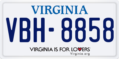 VA license plate VBH8858